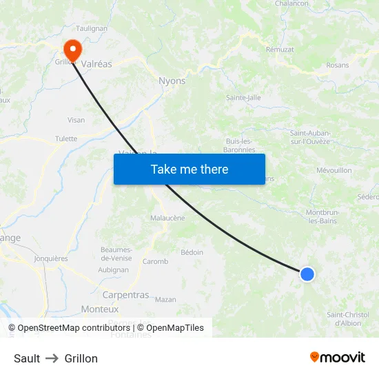 Sault to Grillon map
