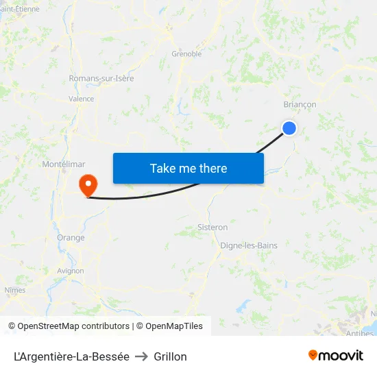 L'Argentière-La-Bessée to Grillon map