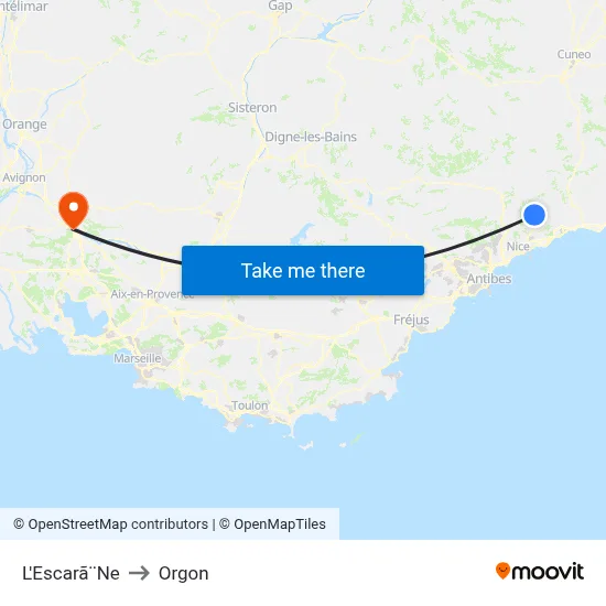 L'Escarã¨Ne to Orgon map