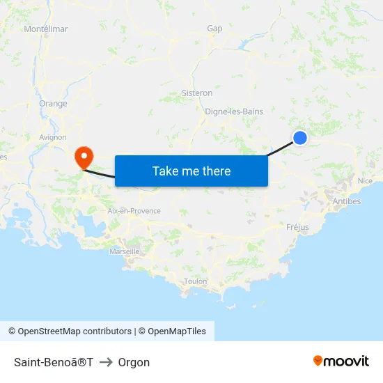 Saint-Benoã®T to Orgon map