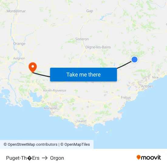 Puget-Th�Ers to Orgon map