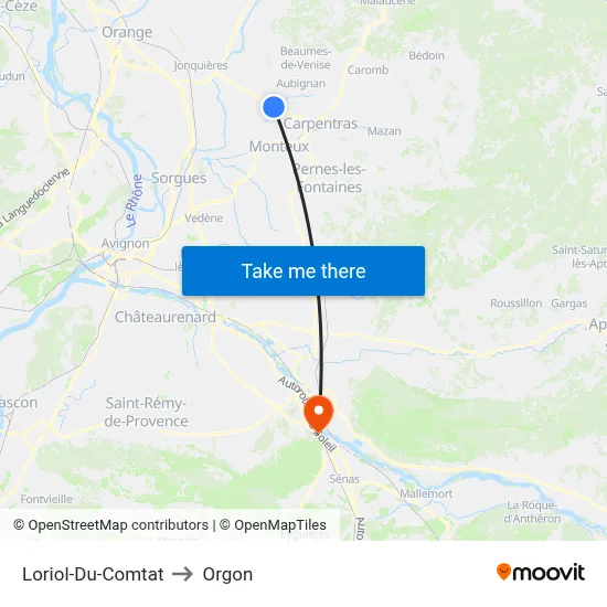Loriol-Du-Comtat to Orgon map