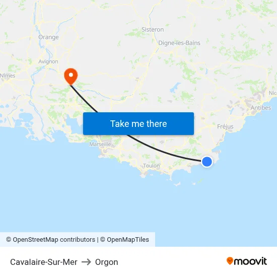 Cavalaire-Sur-Mer to Orgon map