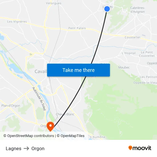 Lagnes to Orgon map