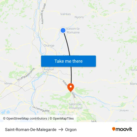 Saint-Roman-De-Malegarde to Orgon map