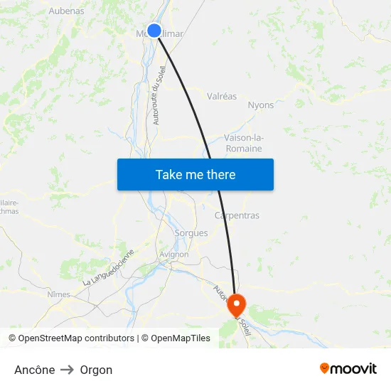 Ancône to Orgon map