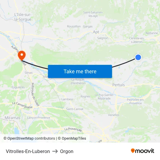 Vitrolles-En-Luberon to Orgon map