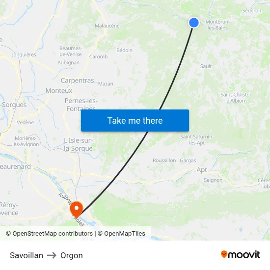 Savoillan to Orgon map