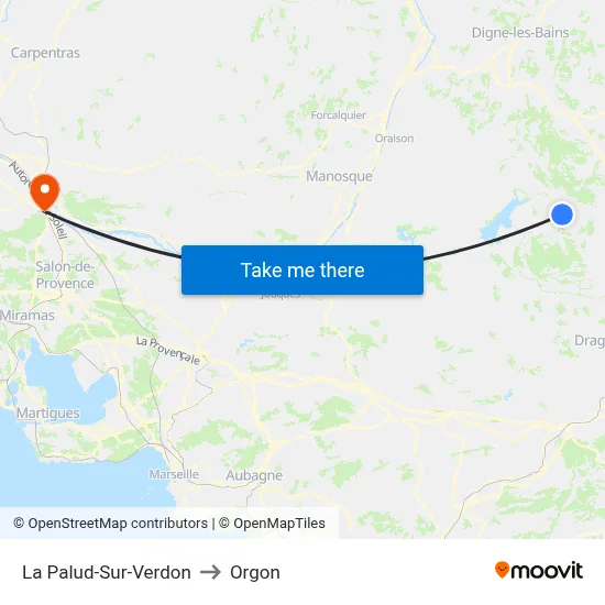 La Palud-Sur-Verdon to Orgon map