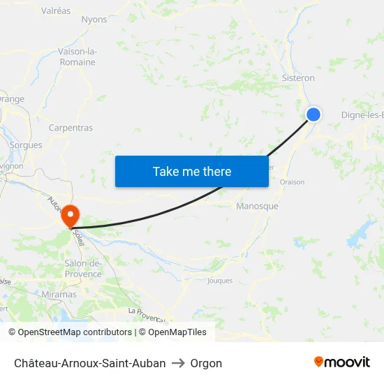 Château-Arnoux-Saint-Auban to Orgon map