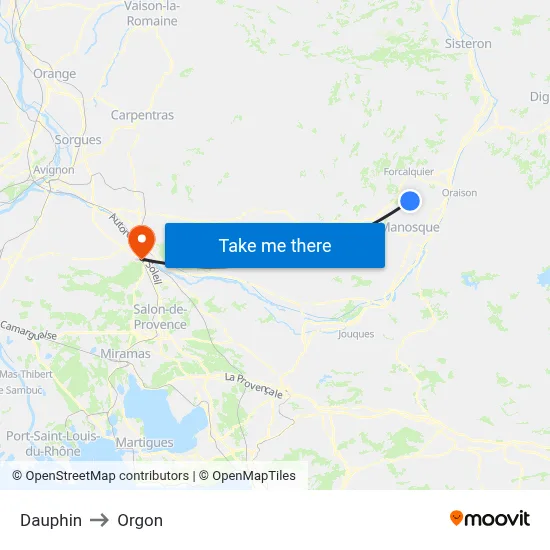 Dauphin to Orgon map