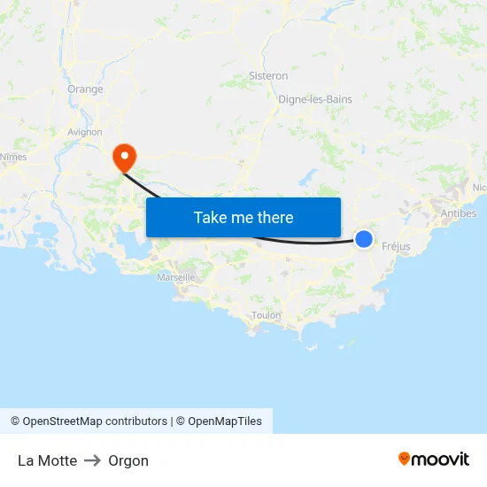 La Motte to Orgon map