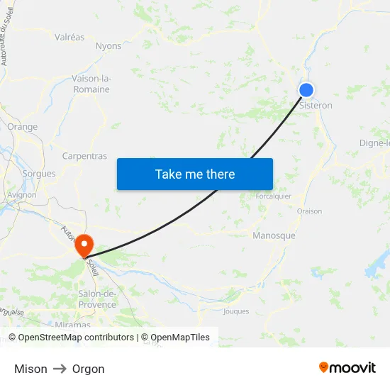Mison to Orgon map