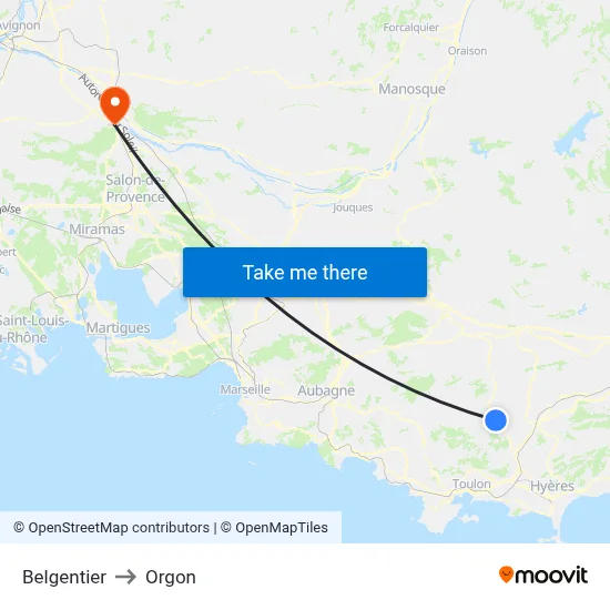 Belgentier to Orgon map