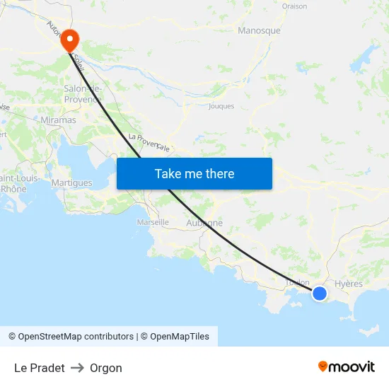 Le Pradet to Orgon map