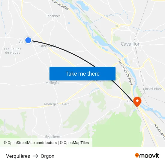 Verquières to Orgon map