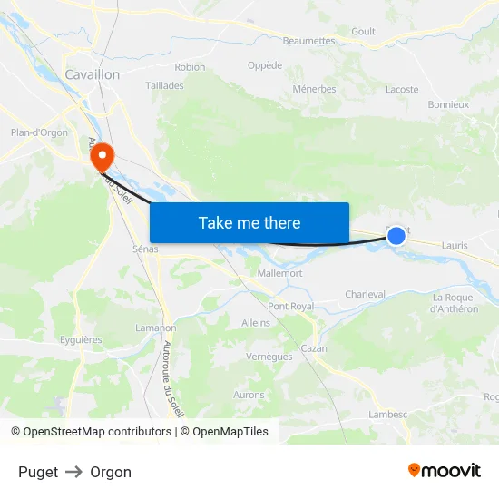 Puget to Orgon map