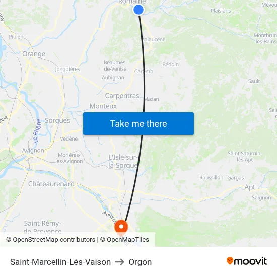 Saint-Marcellin-Lès-Vaison to Orgon map