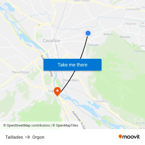 Taillades to Orgon map