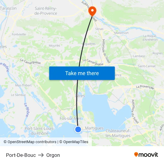 Port-De-Bouc to Orgon map