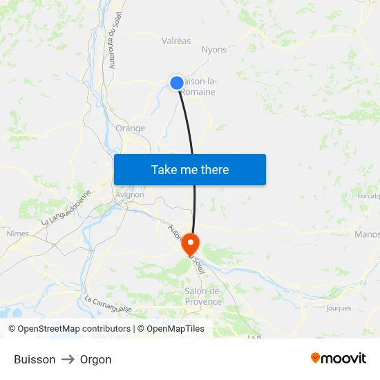 Buisson to Orgon map
