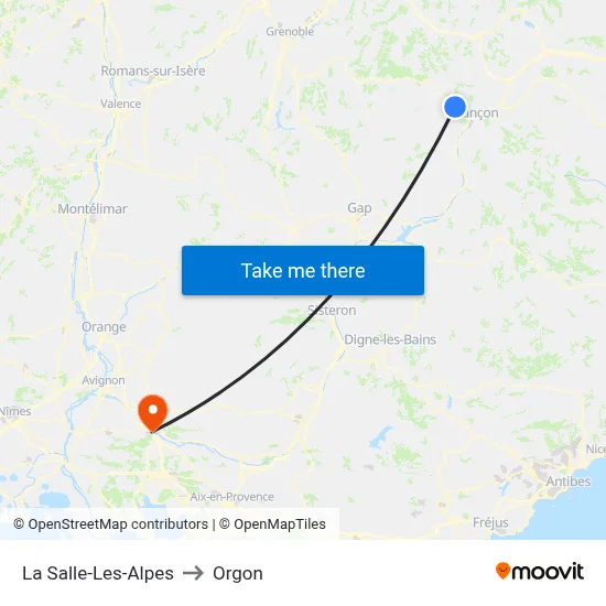 La Salle-Les-Alpes to Orgon map