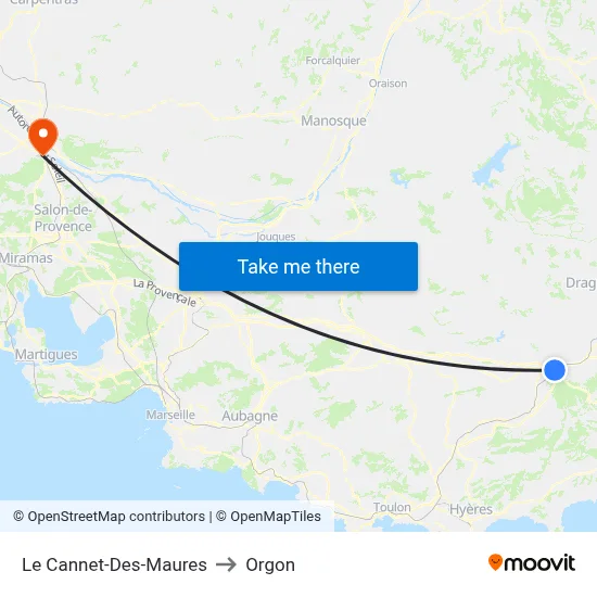 Le Cannet-Des-Maures to Orgon map