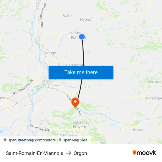 Saint-Romain-En-Viennois to Orgon map