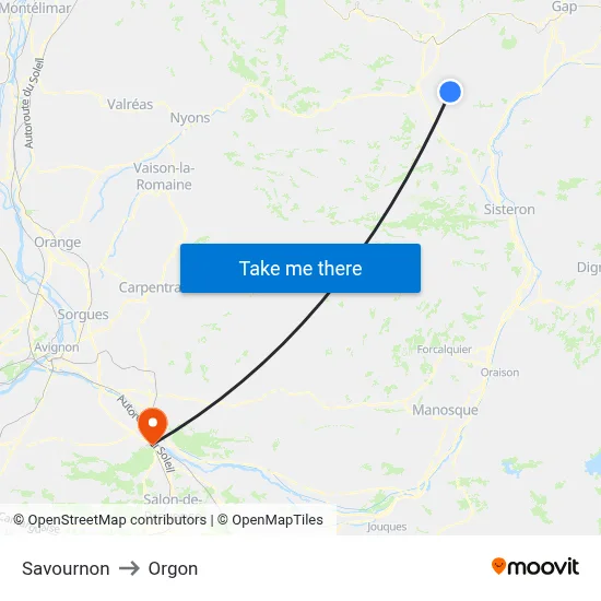 Savournon to Orgon map