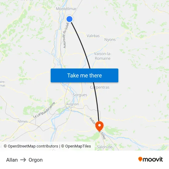 Allan to Orgon map
