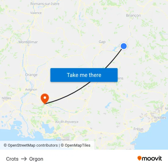 Crots to Orgon map