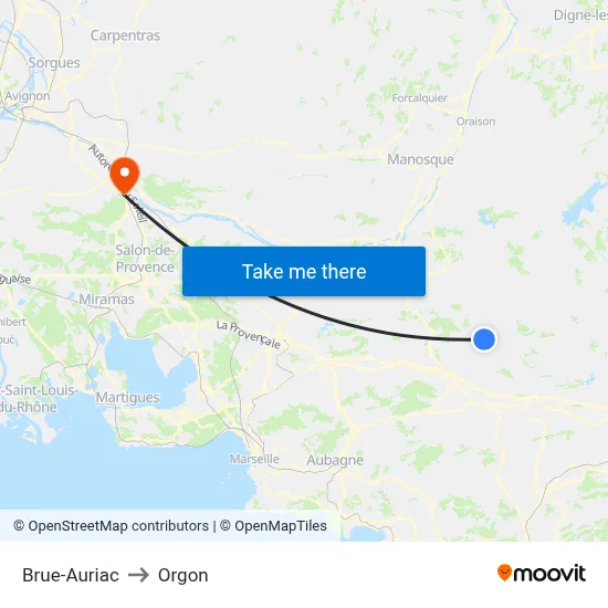 Brue-Auriac to Orgon map