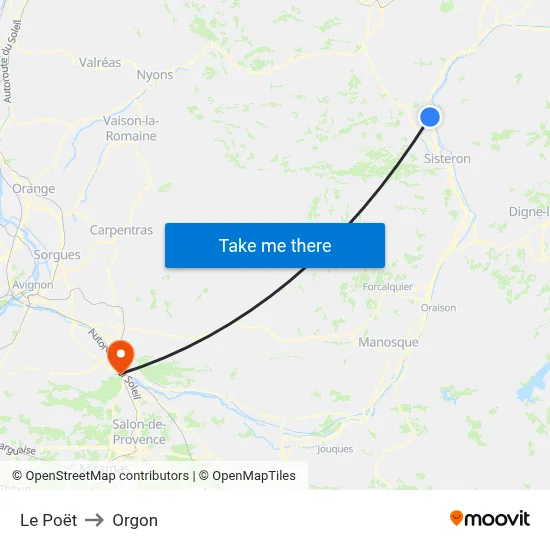 Le Poët to Orgon map