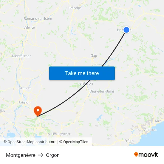 Montgenèvre to Orgon map