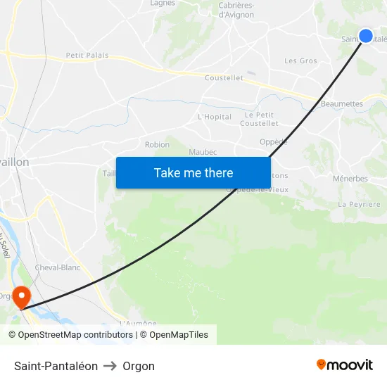 Saint-Pantaléon to Orgon map