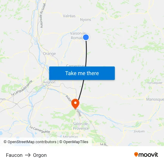 Faucon to Orgon map