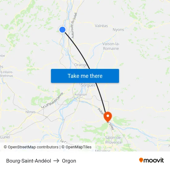 Bourg-Saint-Andéol to Orgon map