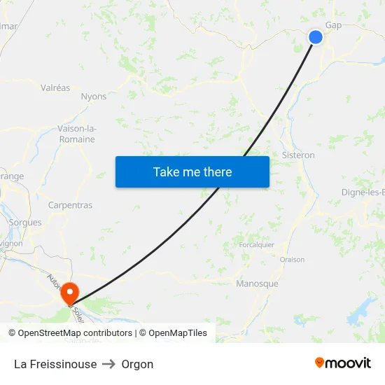 La Freissinouse to Orgon map