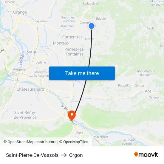 Saint-Pierre-De-Vassols to Orgon map