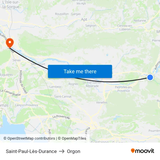 Saint-Paul-Lès-Durance to Orgon map
