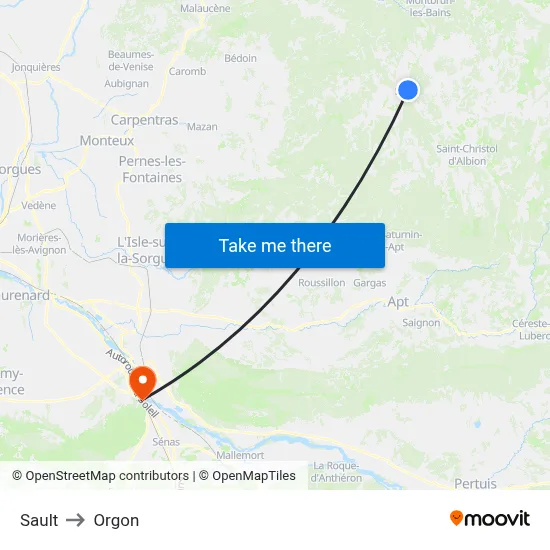 Sault to Orgon map