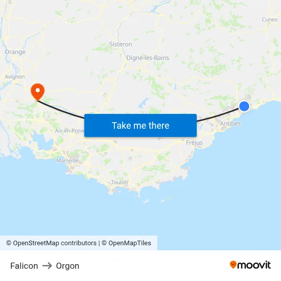 Falicon to Orgon map