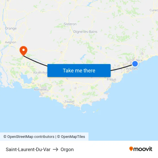 Saint-Laurent-Du-Var to Orgon map
