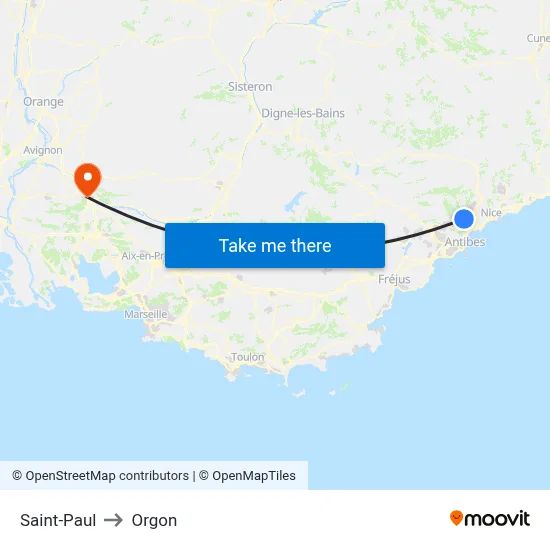 Saint-Paul to Orgon map