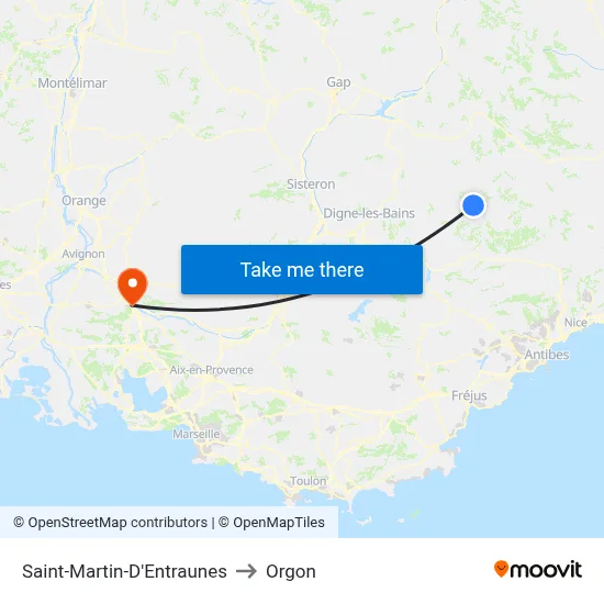 Saint-Martin-D'Entraunes to Orgon map