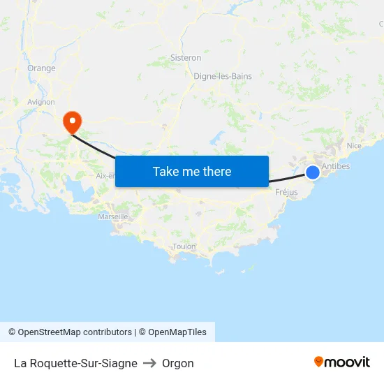 La Roquette-Sur-Siagne to Orgon map