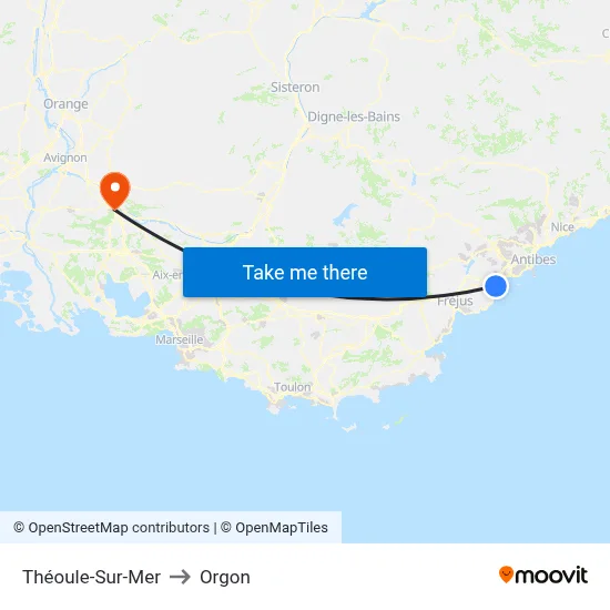 Théoule-Sur-Mer to Orgon map