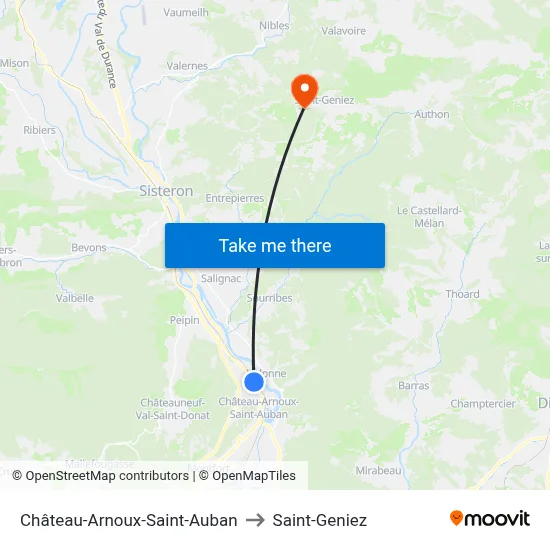 Château-Arnoux-Saint-Auban to Saint-Geniez map
