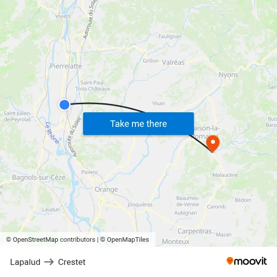 Lapalud to Crestet map