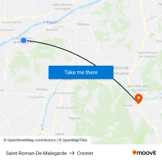 Saint-Roman-De-Malegarde to Crestet map